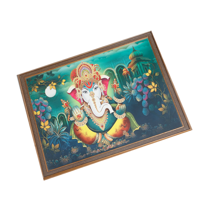 Lord Ganesha Photo Frame - 26 × 20 Inches | For Pooja Temple | Home Decor And Gifts