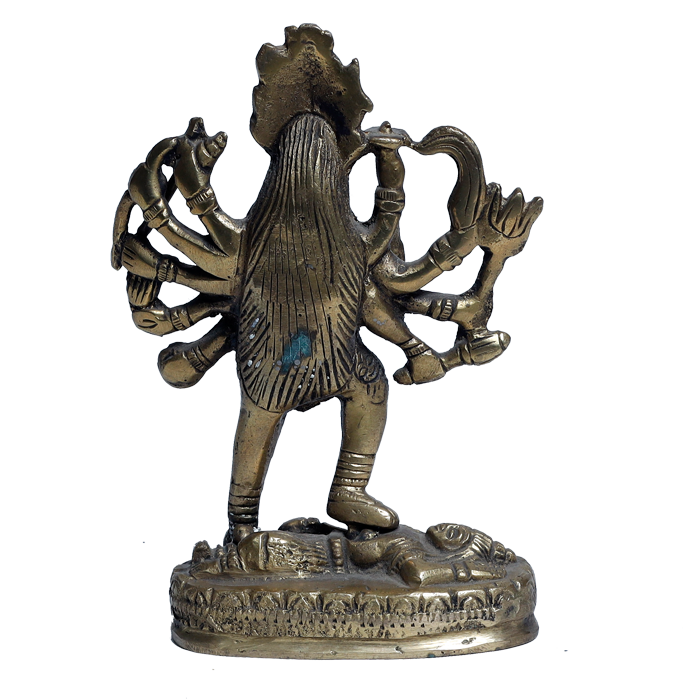 Brass Murti Kali Mata Standing On Lord Shiva - 6 × 4.5 Inches | For Pooja Temple | Home Decor | Office & Mandir Decoration And Gifts