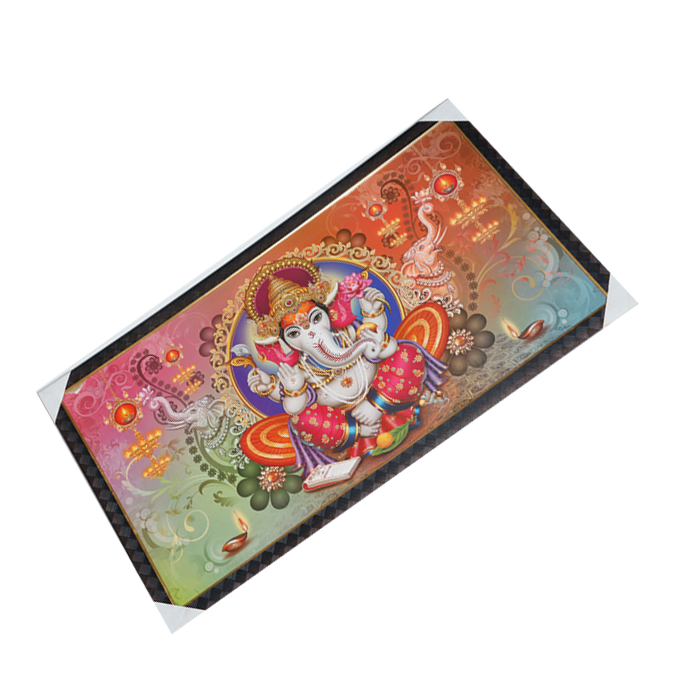 Lord Ganesha Photo Frame - 21 × 39 Inches | For Pooja Temple | Home Decor And Gifts
