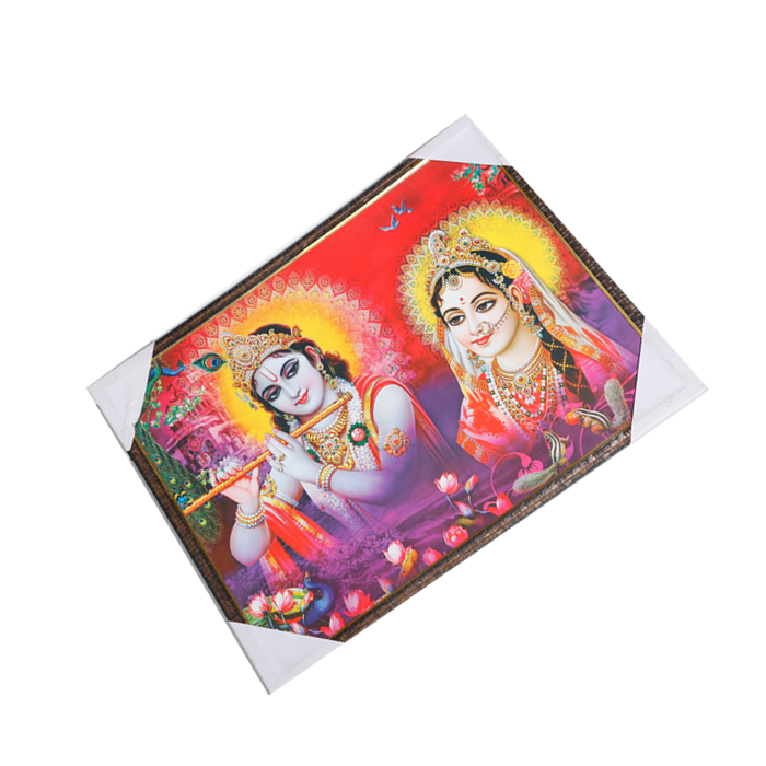 Goddess Radha And Lord Krishan Photo Frame - 25 × 19 Inches | For Pooja Temple | Home Decor And Gifts
