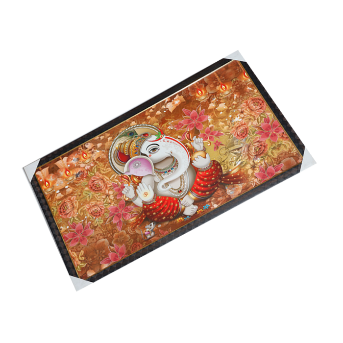 Lord Ganesha Photo Frame - 21 × 39 Inches | For Pooja Temple | Home Decor And Gifts