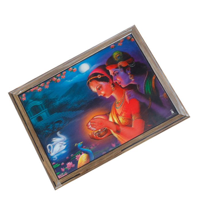 Goddess Radha And Lord Krishan Photo Frame - 17 × 13 Inches | For Pooja Temple | Home Decor And Gifts