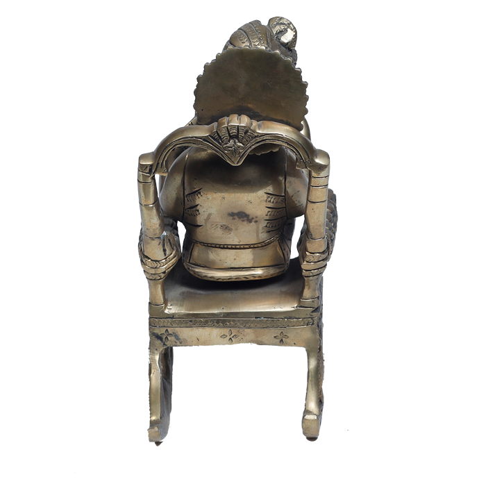 Brass Murti Lord Ganesha Is Sitting On Rocking Chair - 8 × 3 Inches | For Pooja Temple | Home Decor | Office & Mandir Decoration And Gifts