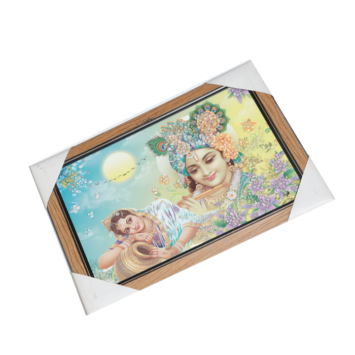 Goddess Radha And Lord Krishan Photo Frame - 20 × 15 Inches | For Pooja Temple | Home Decor And Gifts