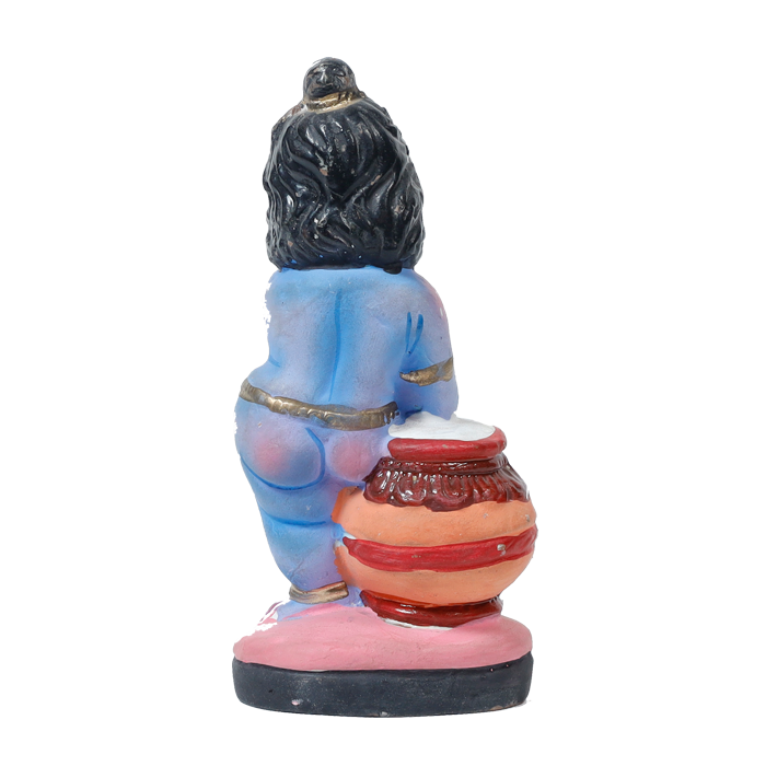 Lord Bal Gopal Krishna, Makhan Chor Kanhiya Terracotta Clay Murti Idol - 7 × 4 Inches | Pooja Temple | Home Decor | Office Decoration | Mandir Decoration And Gifts