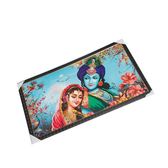 Goddess Radha And Lord Krishan Photo Frame - 21 × 39 Inches | For Pooja Temple | Home Decor And Gifts