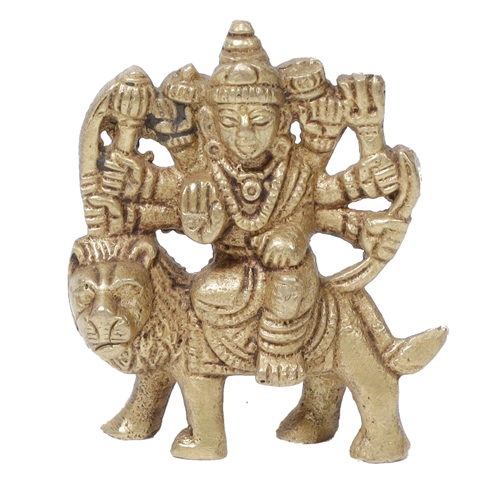 Brass Murti 0 No. Goddess Durga Mata Is Sitting On Lion - 2.2 × 2 Inches | For Pooja Temple | Home Decor And Gifts