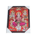 Goddess Lakshmi, Goddess Saraswati And Lord Ganesha Photo Frame - 17 × 13 Inches | For Pooja Temple | Home Decor And Gifts