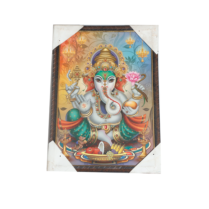 Lord Ganesha Photo Frame - 19 × 13 Inches | For Pooja Temple | Home Decor And Gifts