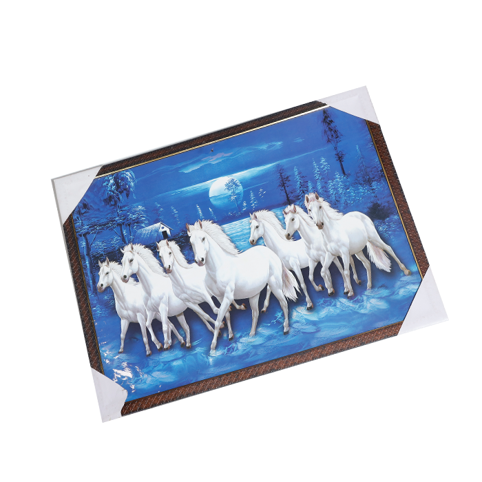 White Horse Photo Frame - 25 × 19 Inches | For Pooja Temple | Home Decor And GIfts