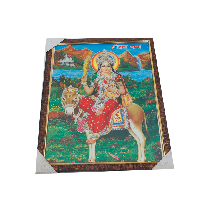 Goddess Sheetala Mata Photo Frame - 17 x 13 Inches | For Pooja Temple | Home Decor And Gifts