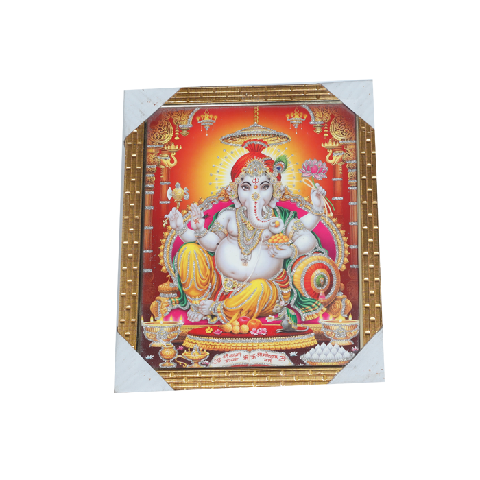 Lord Ganesha Photo Frame - 13 × 11 Inches | For Pooja Temple | Home Decor And Gifts