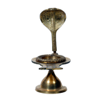 Brass Shivling Stand With Snake - 6.5 × 5 Inches | For Pooja Temple