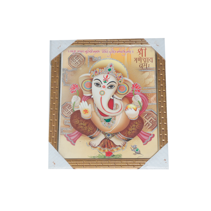 Lord Ganesha Photo Frame - 11 × 10 Inches | For Pooja Temple | Home Decor And Gifts