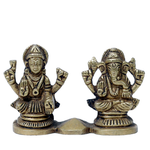 Brass Murti Goddess Lakshmi And Lord Ganesha Is Sitting On Stool - 2 × 3 Inches | 2.5 × 3 Inches | For Pooja Temple | Home Decor And Gifts