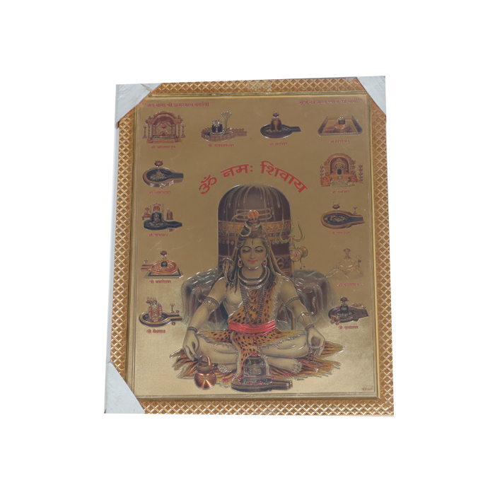 Lord Shiva And 12 Jyotirlinga Shivling Photo Frame - 20 × 26 Inches | For Pooja Temple | Home Decor And Gifts