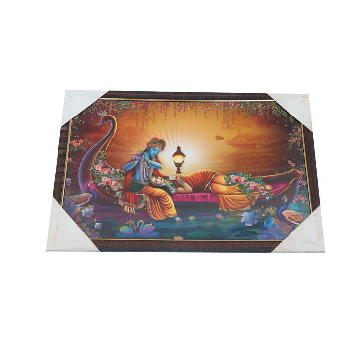 Goddess Radha And Lord Krishan Photo Frame - 20 × 13 Inches | For Pooja Temple | Home Decor And Gifts