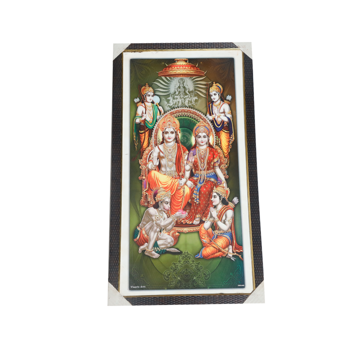Lord Ram Darbar With Ram, Laxman, Sita And Hanuman Photo Frame - 25 × 13 Inches | For Pooja Temple | Home Decor And GIfts