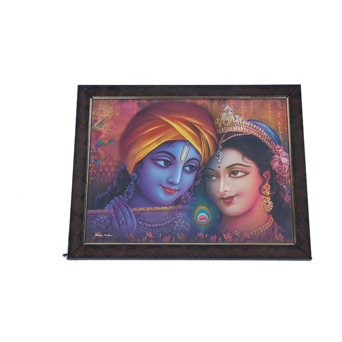 Lord Krishan And Goddess Radha Photo Frame - 13 × 10 Inches | For Pooja Temple | Home Decor And Gifts