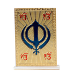 Golden Khanda Sahib Photo - 4 × 2 Inches | For Pooja Temple, Home Decor And Car Dashboard