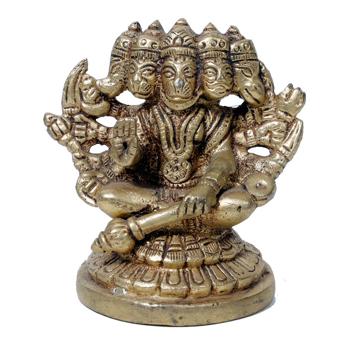 Brass Murti Panchmukhi Hanuman Ji - 3 × 2.5 Inches | For Pooja Temple | Home Decor And Gifts