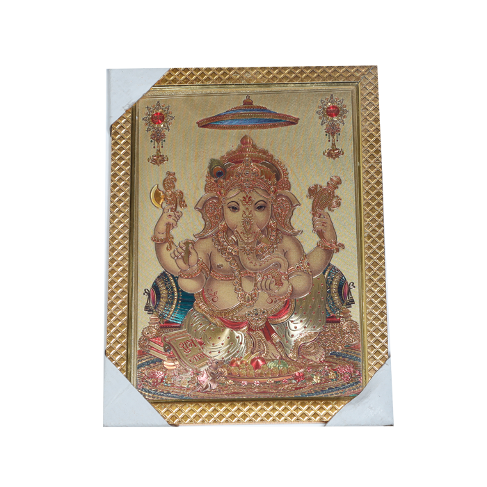 Lord Ganesha Photo Frame - 12 × 10 Inches | For Pooja Temple | Home Decor And Gifts