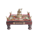 12 Jyotirling Sampoorna Shiva Yantra Chowki with Lord Shiva Idol In Brass & Wood - 6 × 6 Inches