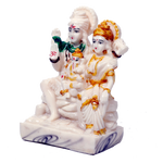 God Shiv Parivar Marble Dust Murti Idol - 7 x 5 Inches | Shiv Parvati Family | For Pooja Temple