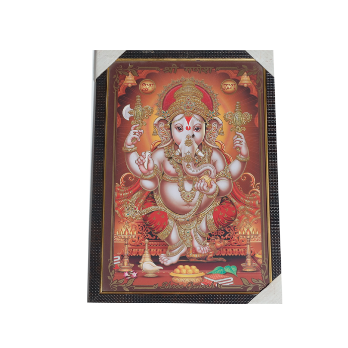 Lord Ganesha Photo Frame - 19 × 13 Inches | For Pooja Temple | Home Decor And Gifts