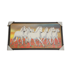 7 Running Vastu Shastr White Horse Photo Frame - 26 × 14 Inches | For Home Decor And Gifts