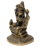 Brass Murti Lakshmi Ji Is Sitting On Throne - 3 × 2.5 Inches | For Pooja Temple | Home Decor And Gifts
