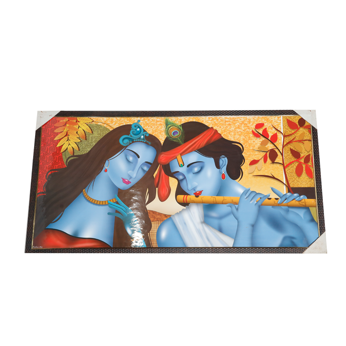 Lord Krishna And Goddess Radha Photo Frame - 20 × 40 Inches | For Pooja Temple | Home Decor And Gifts