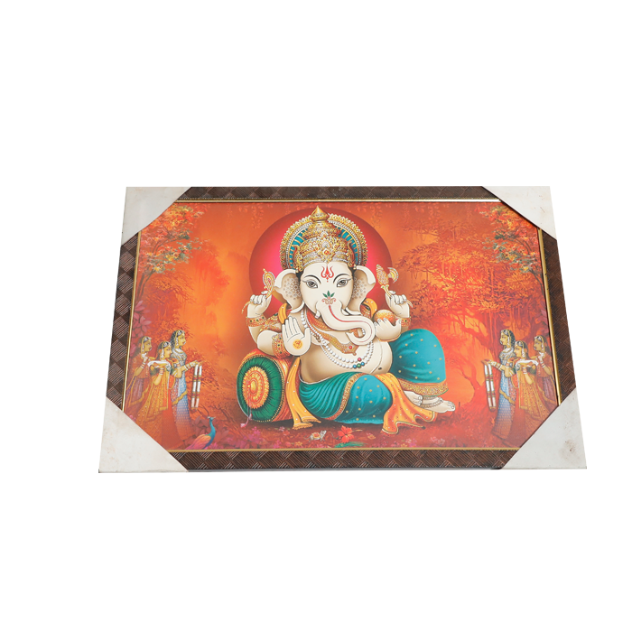 Lord Ganesha Photo Frame - 20 × 13 Inches | For Pooja Temple | Home Decor And Gifts