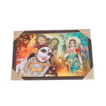 Goddess Radha And Lord Krishan Photo Frame - 19 × 13 Inches | For Pooja Temple | Home Decor And Gifts