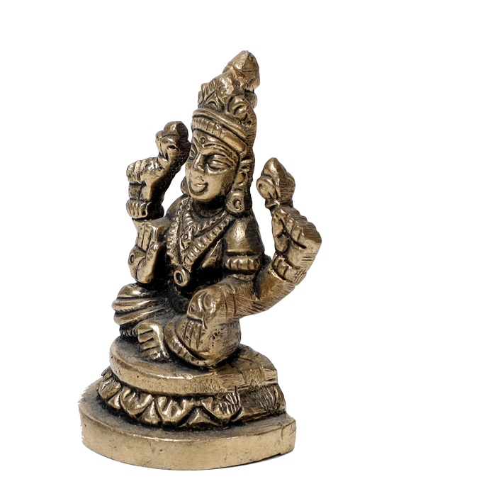 Brass Murti Lakshmi Ji Is Sitting On Throne - 3 × 2.5 Inches | For Pooja Temple | Home Decor And Gifts