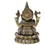 Brass Murti Lord Ganesha Is Sitting On Lotus Flower - 6.3 × 3.7 Inches | For Pooja Temple | Home Decor And Gifts