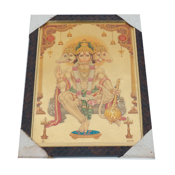 Lord Punch Mukhi Hanuman Photo Frame - 13 × 10 Inches | For Pooja Temple | Home Decor And Gifts