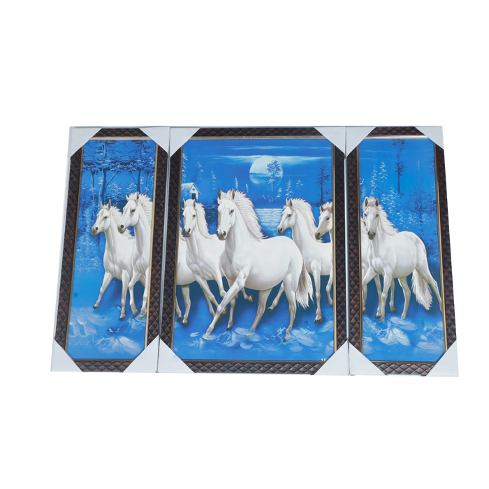7 Running Vastu Shastr White Horse Photo Frame - 19 × 15 Inches | For Home Decor And Gifts