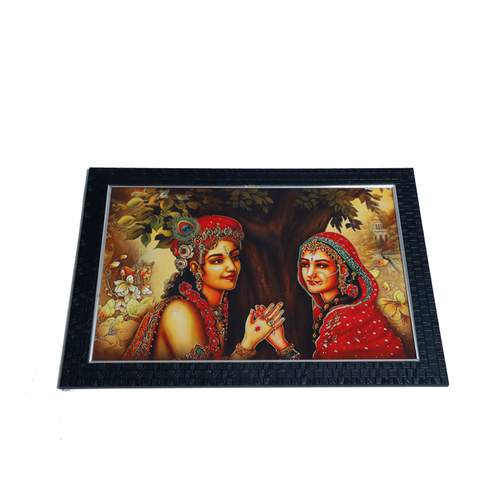 Lord Krishan And Goddess Radha Photo Frame - 14 × 20 Inches | For Pooja Temple | Home Decor And Gifts