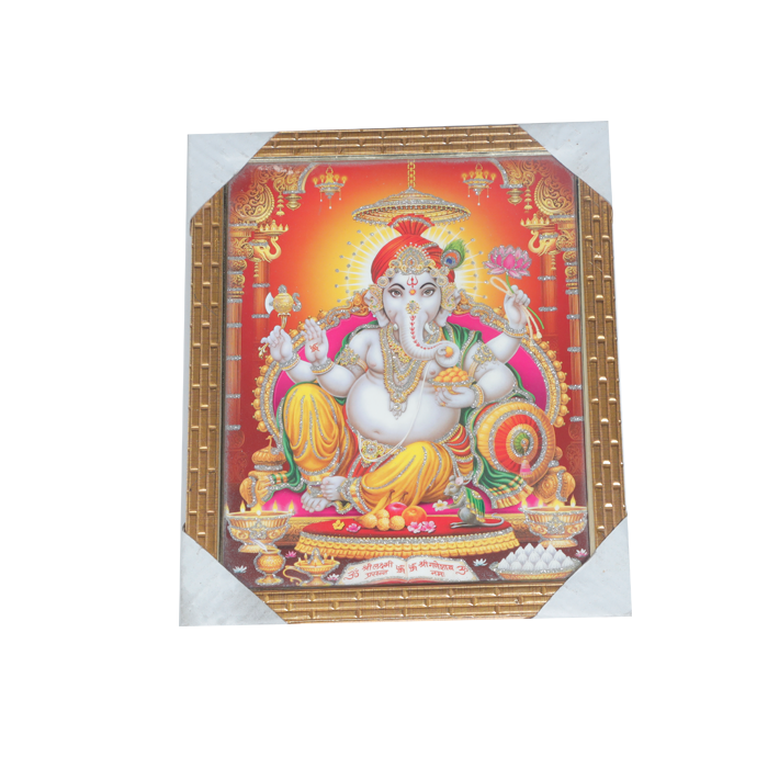 Lord Ganesha Photo Frame - 11 × 10 Inches | For Pooja Temple | Home Decor And Gifts