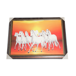 7 Running Vastu Shastr White Horse Photo Frame - 32 × 24 Inches | For Home Decor And Gifts