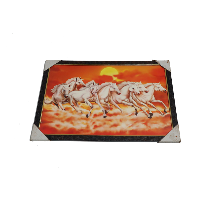 7 Running Vastu Shastr White Horse Photo Frame - 20 × 13 Inches | For Home Decor And Gifts