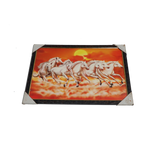 7 Running Vastu Shastr White Horse Photo Frame - 20 × 13 Inches | For Home Decor And Gifts