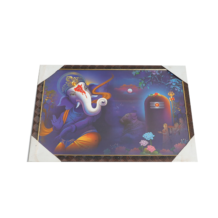 Lord Ganesha Photo Frame - 20 × 13 Inches | For Pooja Temple | Home Decor And Gifts