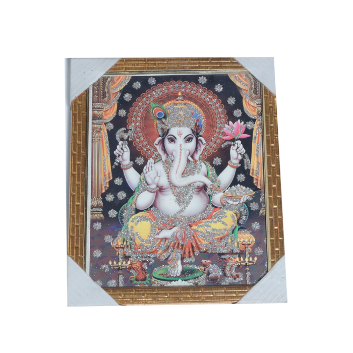 Lord Ganesha Photo Frame - 11 × 10 Inches | For Pooja Temple | Home Decor And Gifts