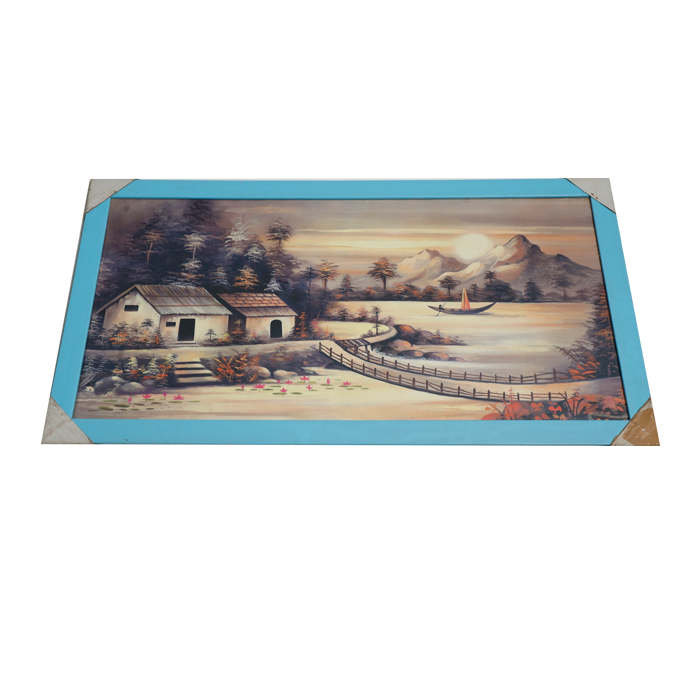 View Of Sunset Nature Scenery Photo Frame - 26 × 14 Inches | For Home Decor And Gifts