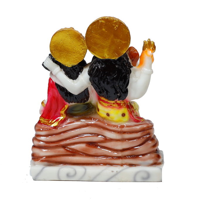Lord Shiva Family Sitting on The Throne Marble Dust Murti Idol - 8 × 7Inches | For Pooja Temple And Home Decor
