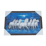 7 Running Vastu Shastr White Horse Photo Frame - 19 × 13 Inches | For Home Decor And Gifts