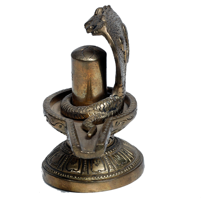 Brass Shivling Stand With Snake - 4 × 3.5 Inches | For Pooja Temple And Gifts