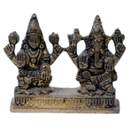 Brass Murti Goddess Lakshmi And Lord Ganesha Is Sitting On Stool - 2 × 3 Inches | 2.5 × 3 Inches | For Pooja Temple | Home Decor And Gifts